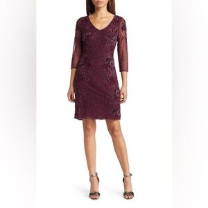 PISARRO NIGHTS Beaded V-neck Cocktail Dress ❤️NWT❤️IN STORES❤️